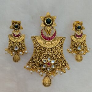 22kt antique gold pendant set aps-012