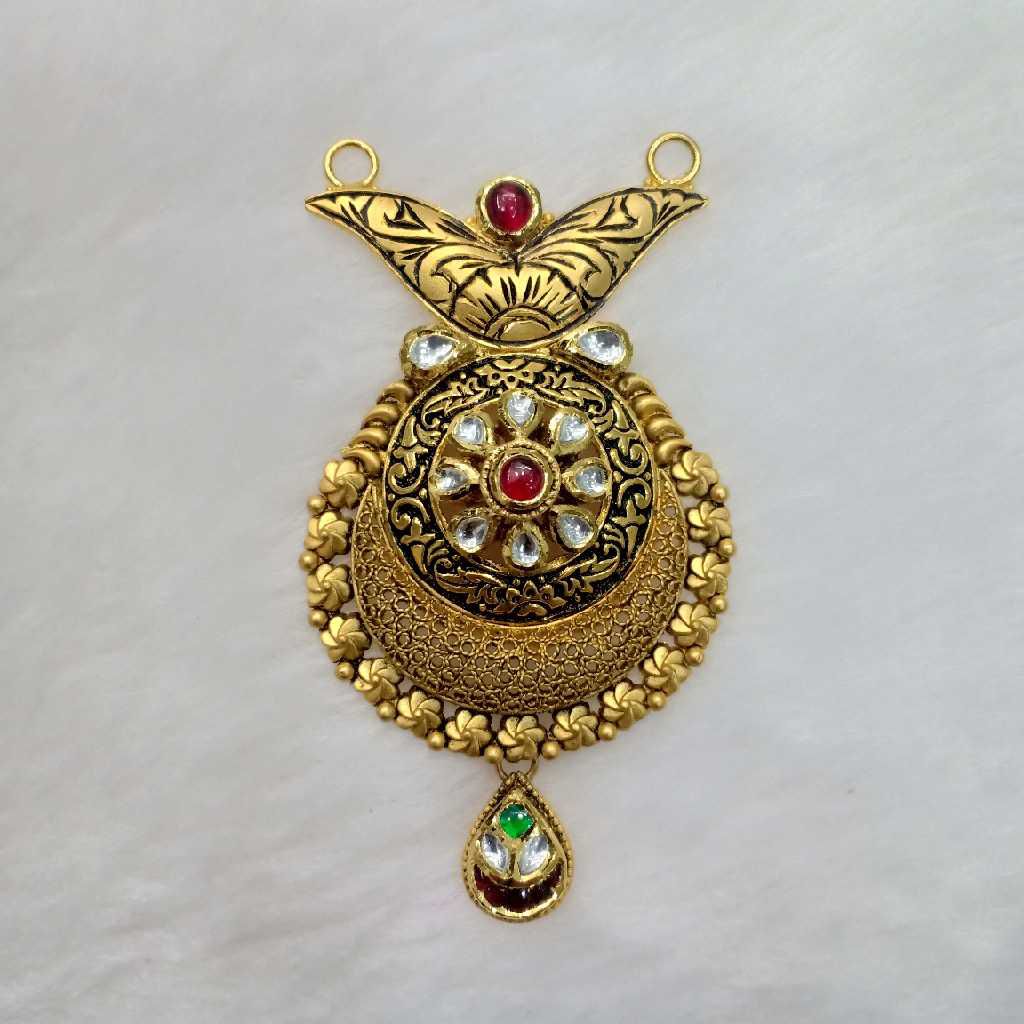 916 Gold Antique Red Stone Mangalsutra Pendant