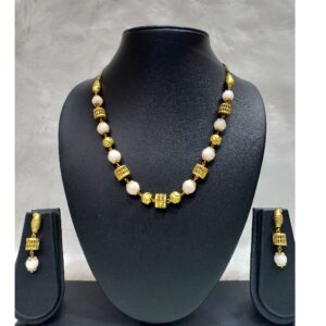 22KT Gold Fancy White Stone Mala