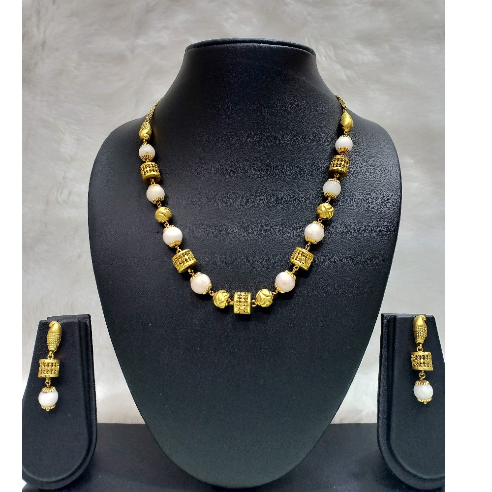 22KT Gold Fancy White Stone Mala