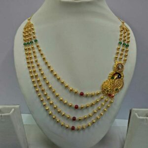 22kt gold peacock design brooch mala