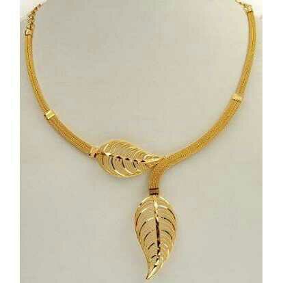 916 Gold Leaf Shape Ladies Necklace Set