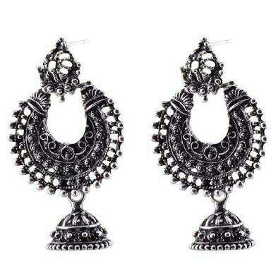 Oxidise Traditional Indian Style Chand Bali