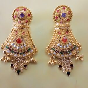 Gold Meenakari Traditional Earrings