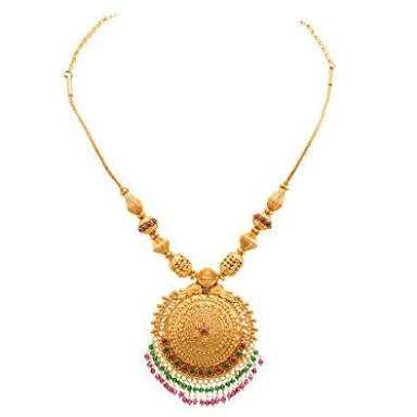 916 Gold Rajwadi Style Ladies Necklace Set