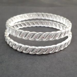 925 micro stone fancy silver bangle