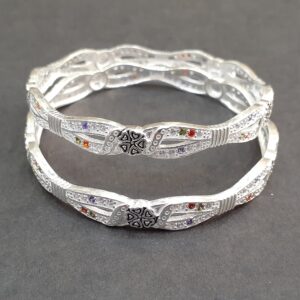 925 micro stone silver Fancy flower meena chudi