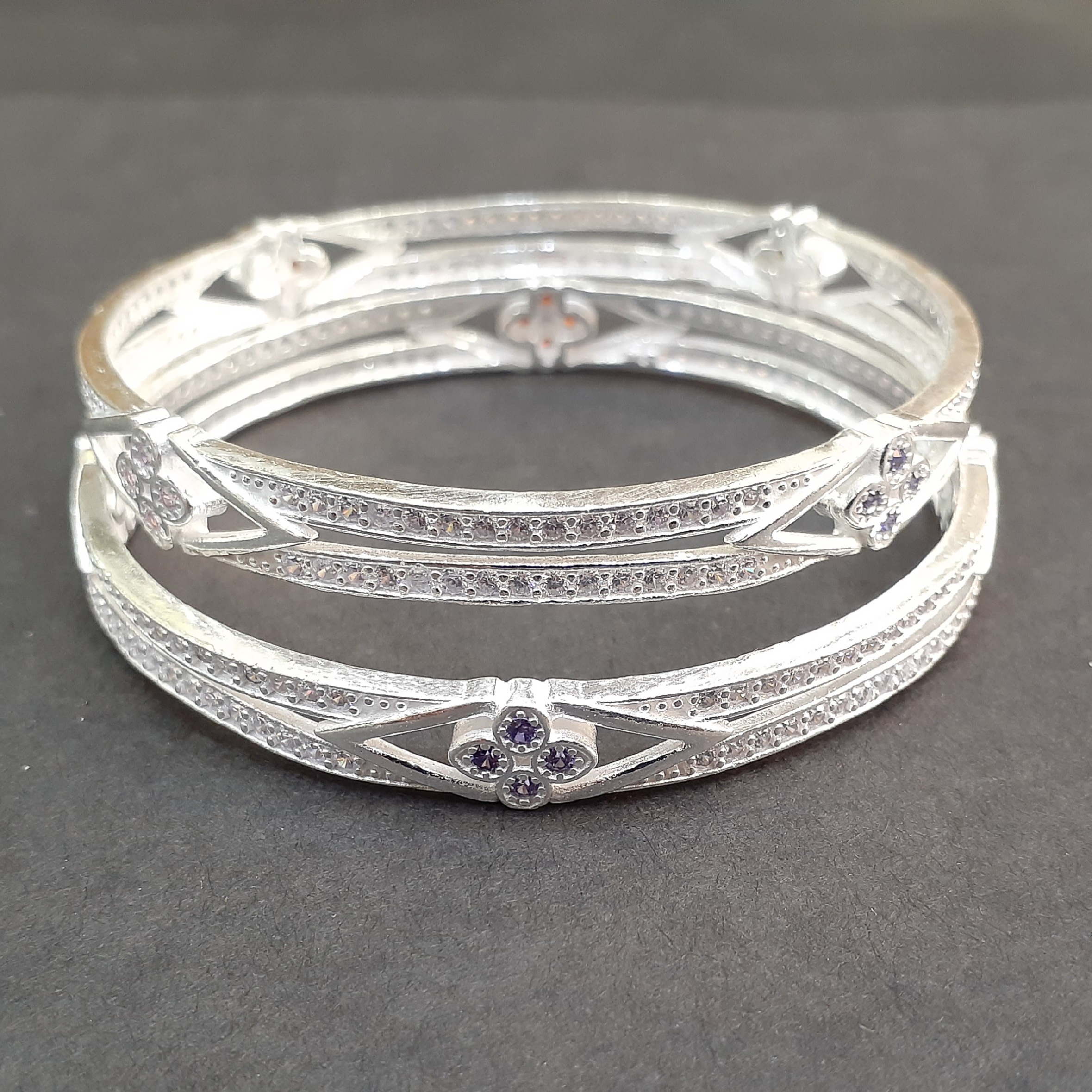 Simple 925 micro silver kangan