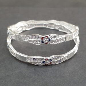 925 micro Silver Bangle flower meena