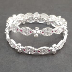 Vacuum micro stone Silver Bangle 925