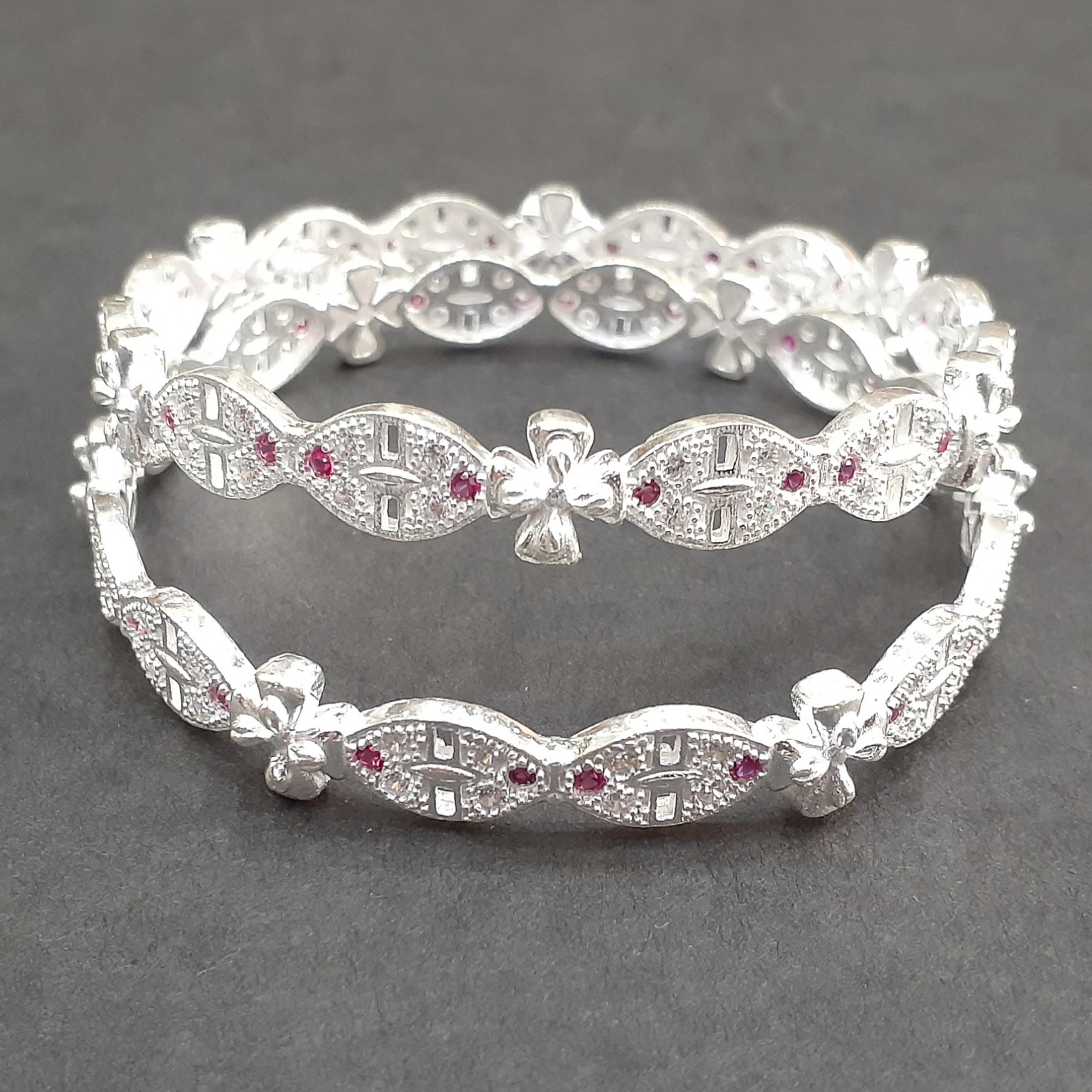 Vacuum micro stone Silver Bangle 925