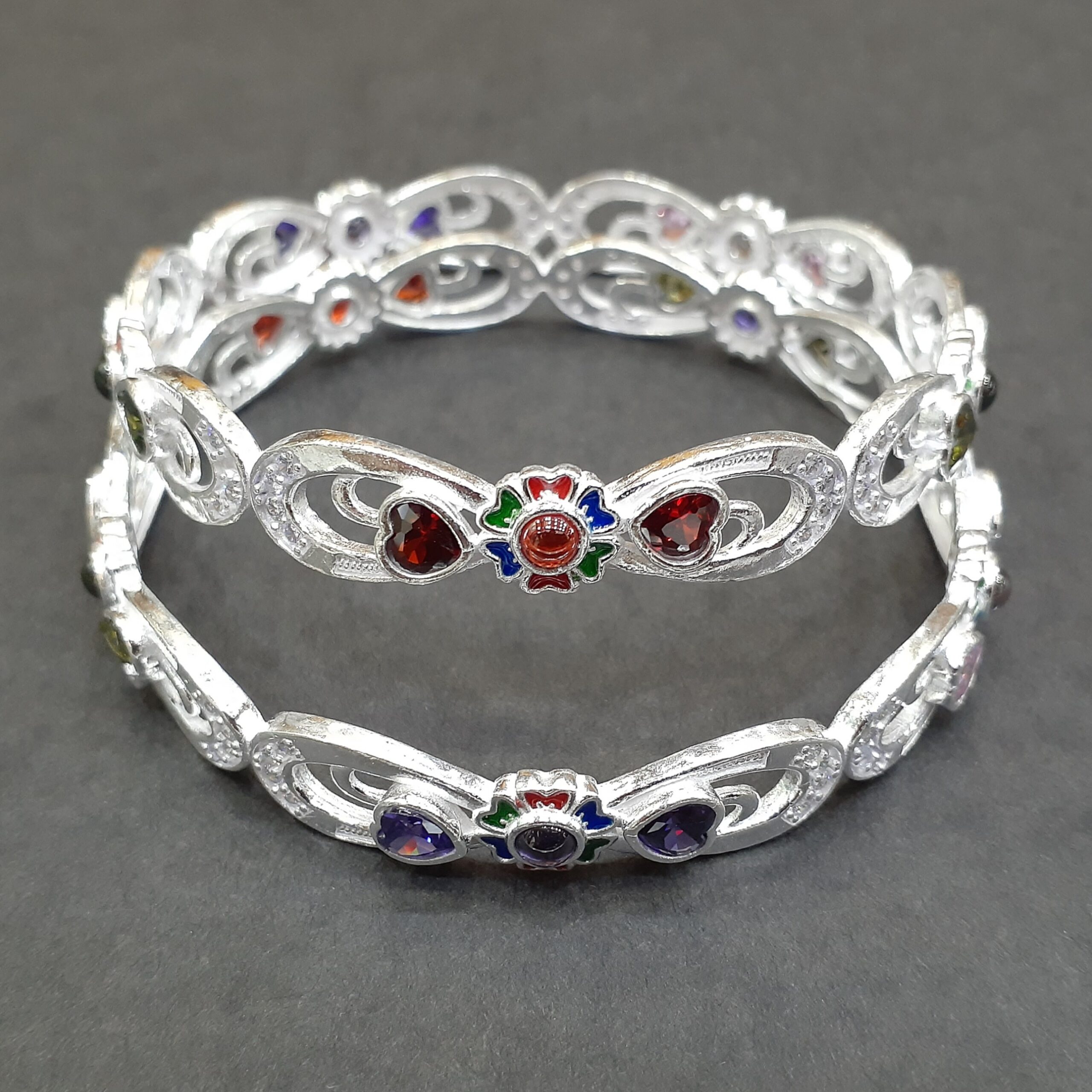 925 flower silver bangle