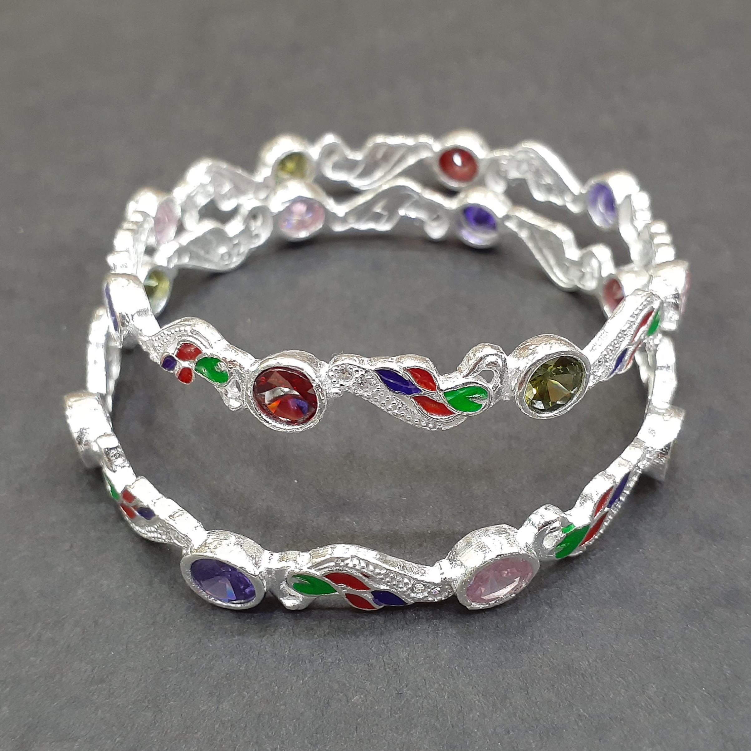 Peacock style bangle 925 silver
