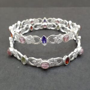 Fancy 925 silver Colour Stone bangles