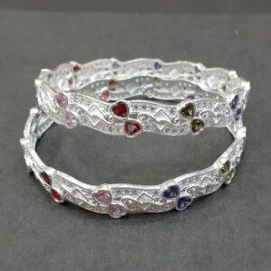 Heart stone 925 silver bangle