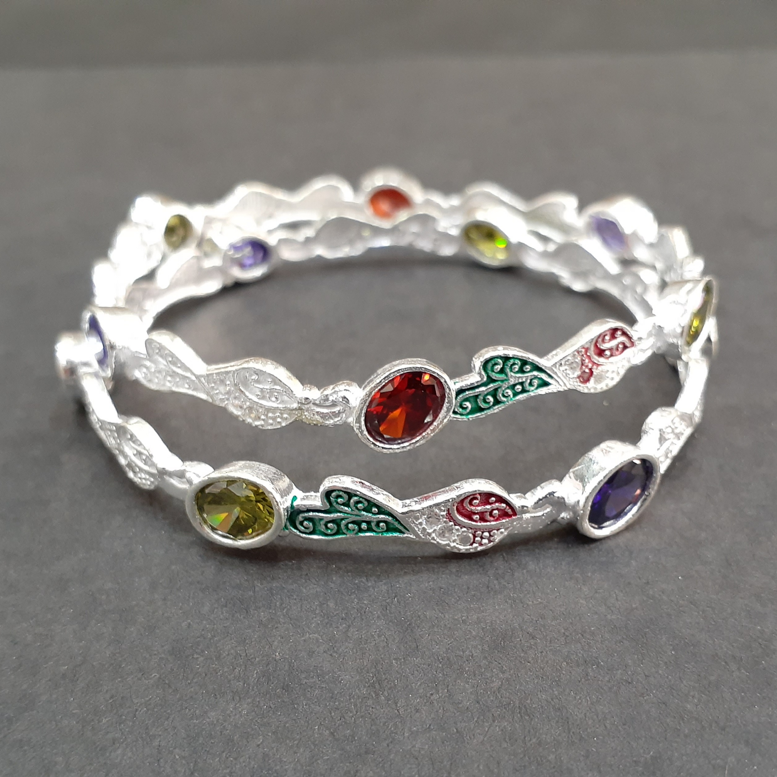 Light weight 925 silver Colourful Bangle