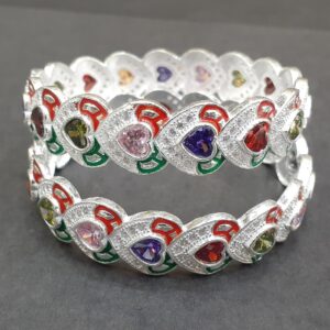 925 Silver heart stone Bangle