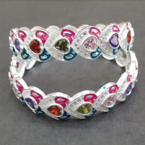 925 Silver heart stone Bangle