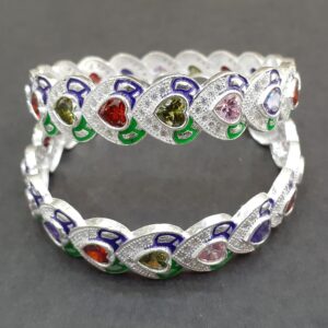 925 Silver heart stone Bangle
