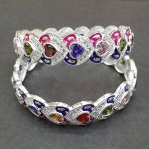 925 Silver heart stone Bangle