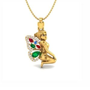 916 gold cz flying angel pendant chain so-p011