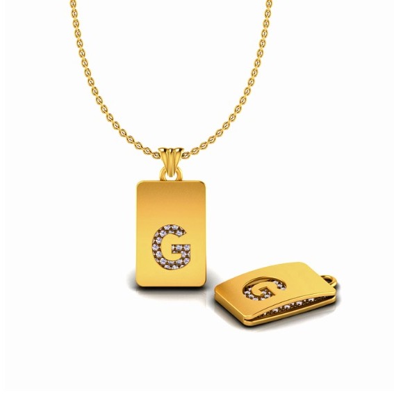 916 Gold CZ G Alphabet Pendant Chain SO-P005