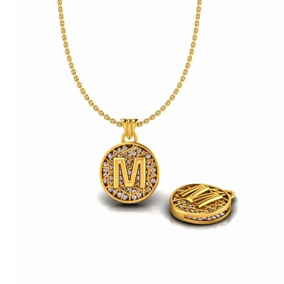 916 Gold CZ M Alphabet Pendant Chain SO-P003