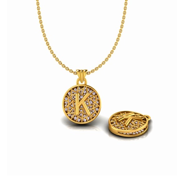 22KT Gold K Alphabet Pendant Chain SO-P002