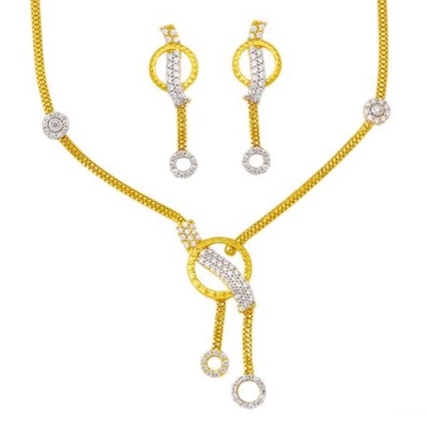 22Kt Gold CZ Fancy Necklace Set SO-N002