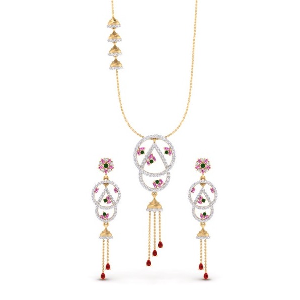 916 gold cz designer dokiya set so-n001
