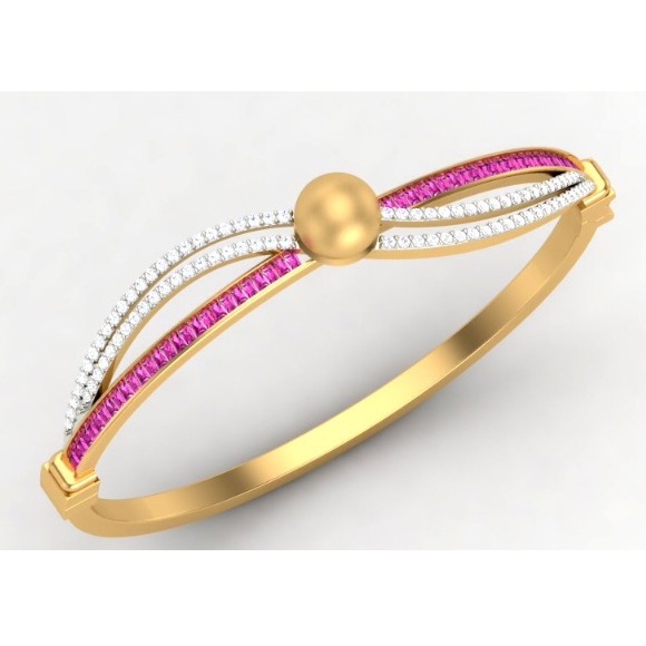 916 Gold CZ Pink Colorstone Ladies Bracelet SO-B007