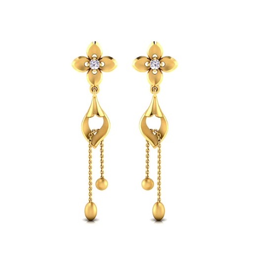 22KT Gold CZ Flower Design Earring For Women SO-E005