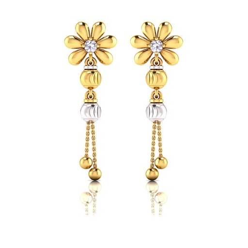 22KT Gold Flower Design Latkan Earring SO-E003