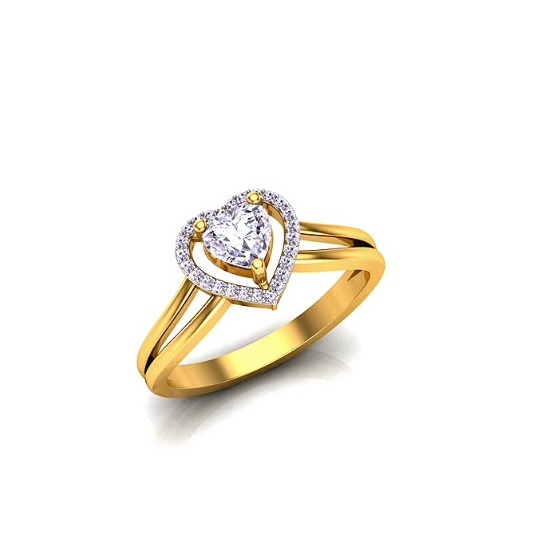 916 Gold CZ Heart Design Ring For Women SO-LR008