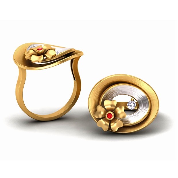 22KT Gold CZ Flower Design Ring For Women SO-LR004