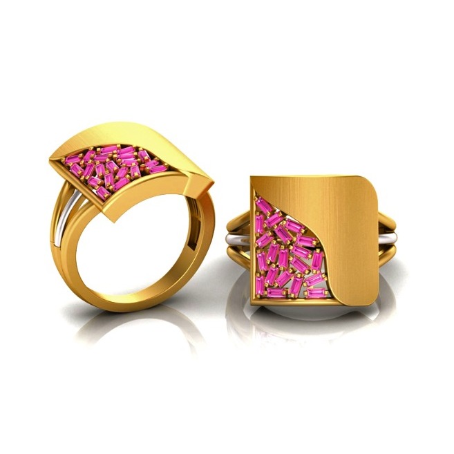 916 Gold Attractive Pink Stone Ladies Ring SO-LR003