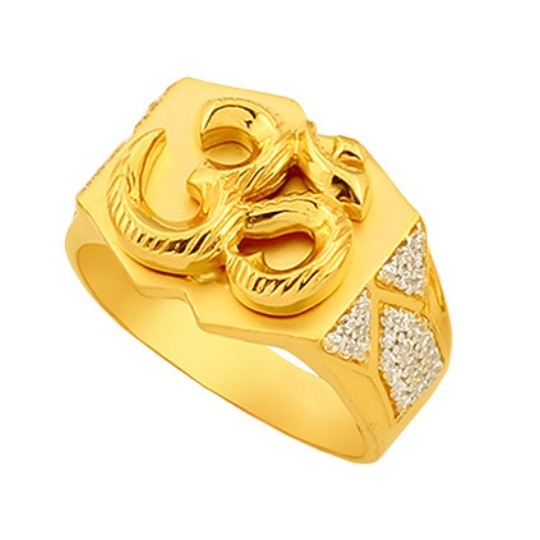 22kt gold cz om design gents ring so-gr016