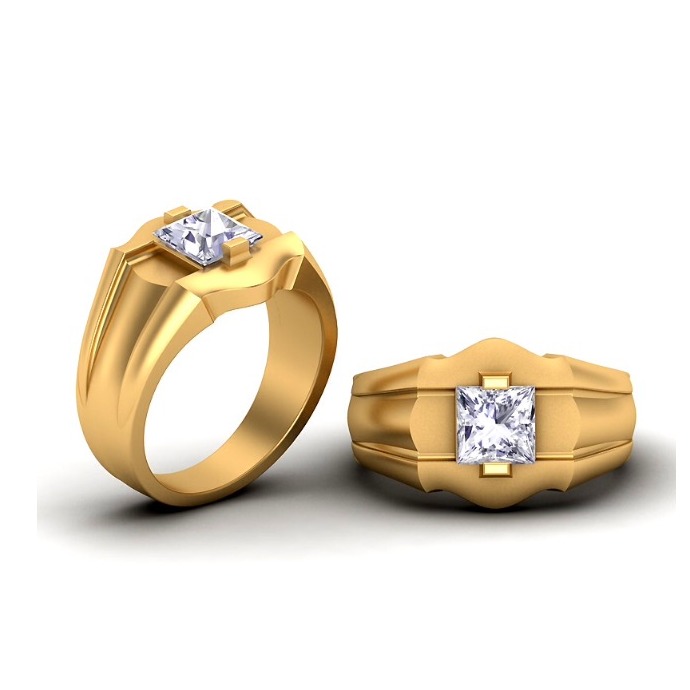 22KT Gold CZ Fancy Gents Ring SO-GR007
