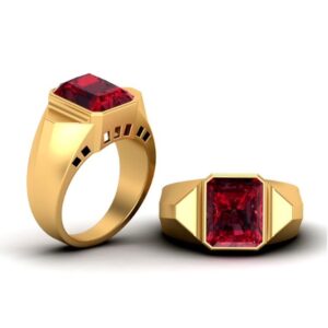 22KT Gold Maroon Stone Ring For Men SO-GR006