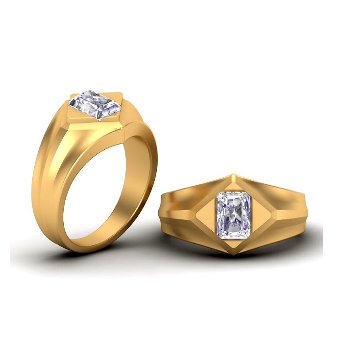 916 Gold CZ Single Stone Ring For Men SO-GR005