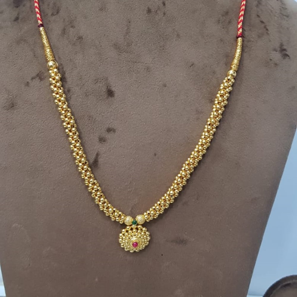 916 Gold Plain Unique Traditional Necklace SJJGN10