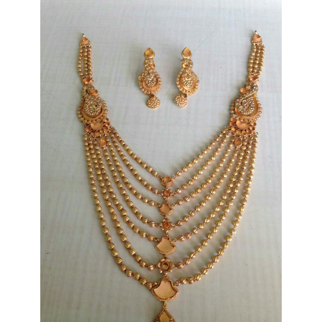 22K / 916 Gold Ladies 7 Line Vertical Necklace Set