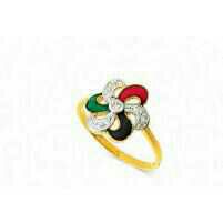 22K Gold Ladies Indian Flower Designer CZ Ring