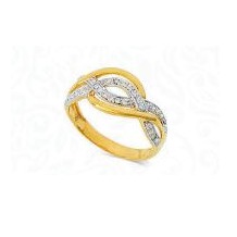 20KT Gold Ladies Yellow Stylish Diamond CZ Ring