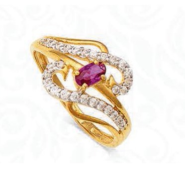 22KT Yellow Gold CZ Ladies Designer Diamond Ring