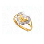 22KT Yellow Gold Designer Heart Shaped CZ Ring