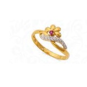 22KT Yellow Gold Ladies Flower Shaped CZ Diamond Ring