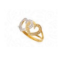 22KT Gold Heart Shaped modern CZ Ring