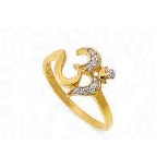 22KT Gold Designer Om CZ Ring