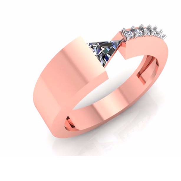 18KT Rose Gold Ladies italian Prong Unique Gold Ring